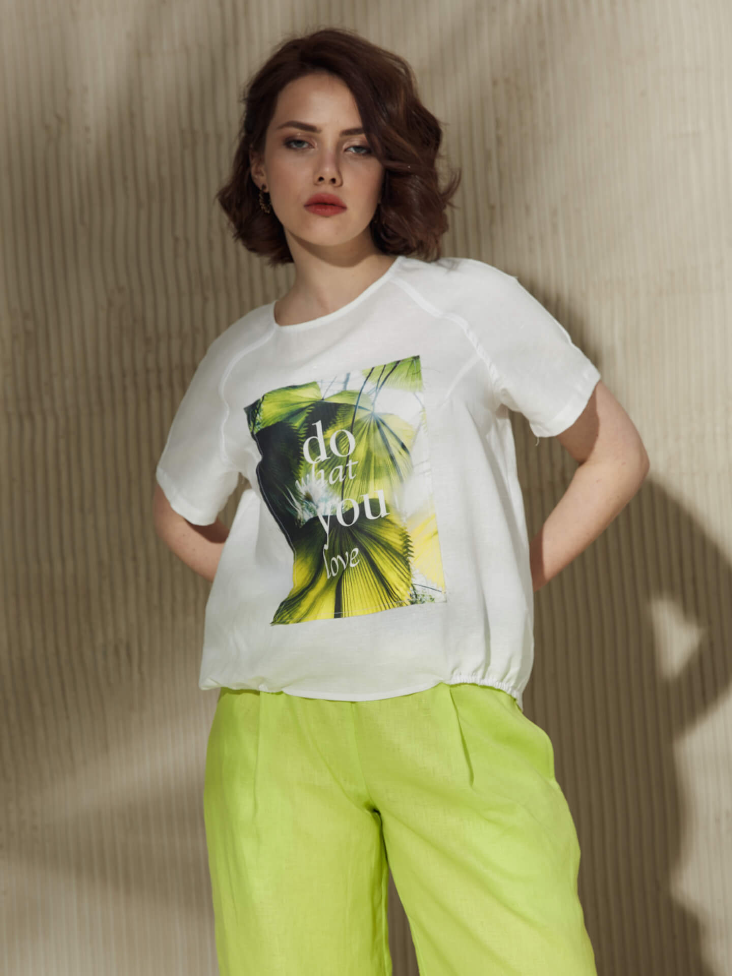 Блуза с принтом "Листья"