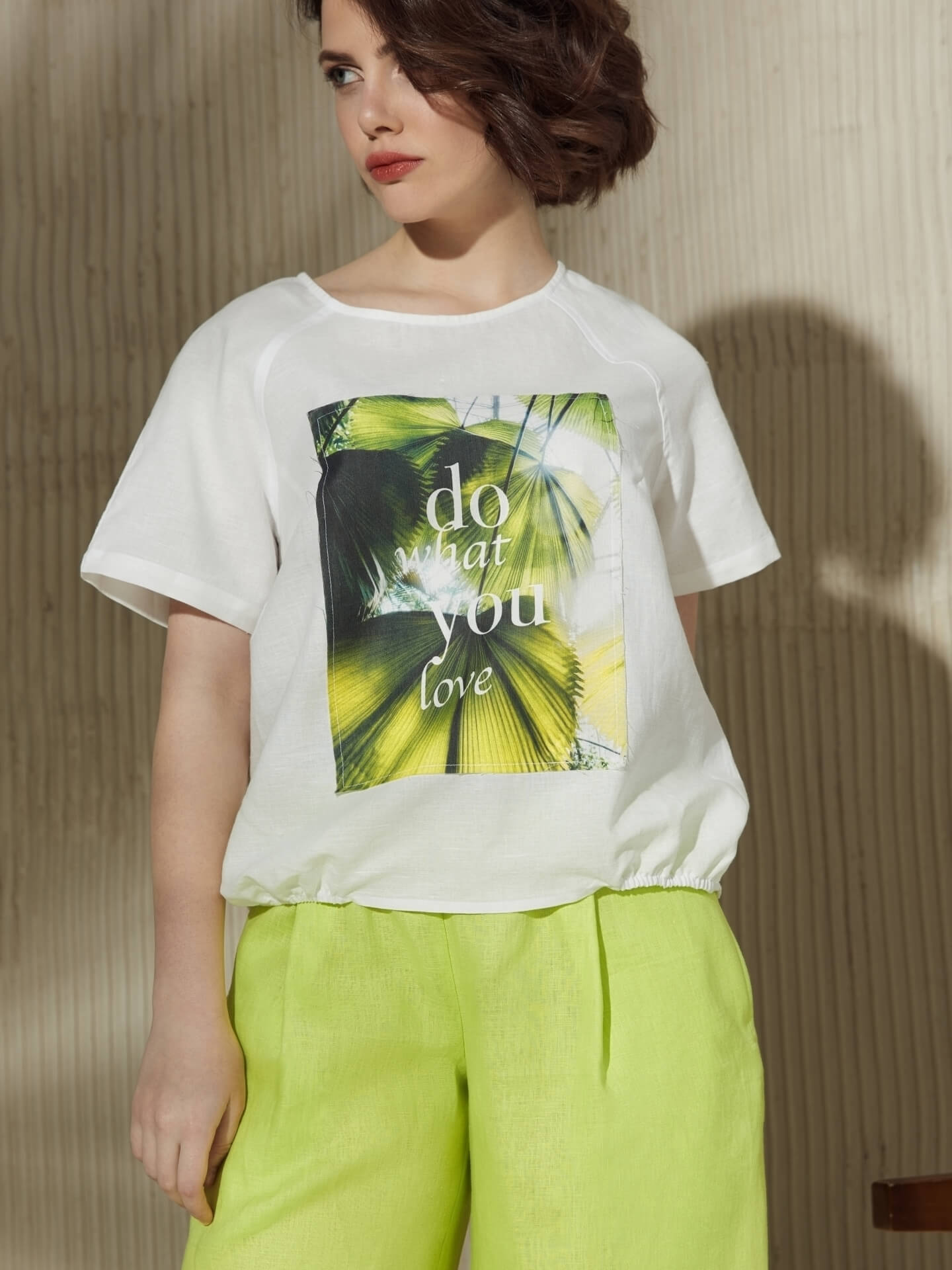 Блуза с принтом "Листья"