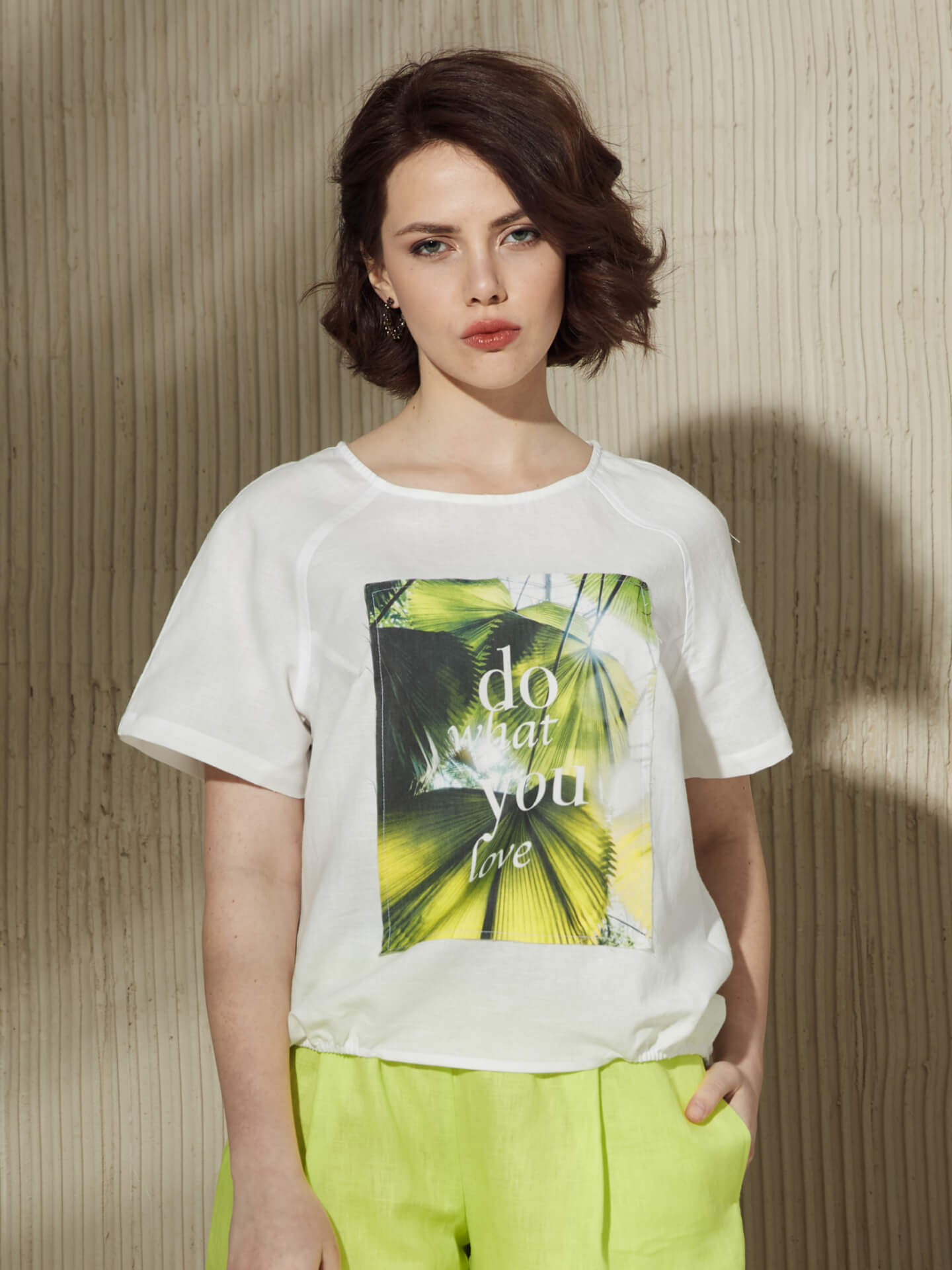 Блуза с принтом "Листья"