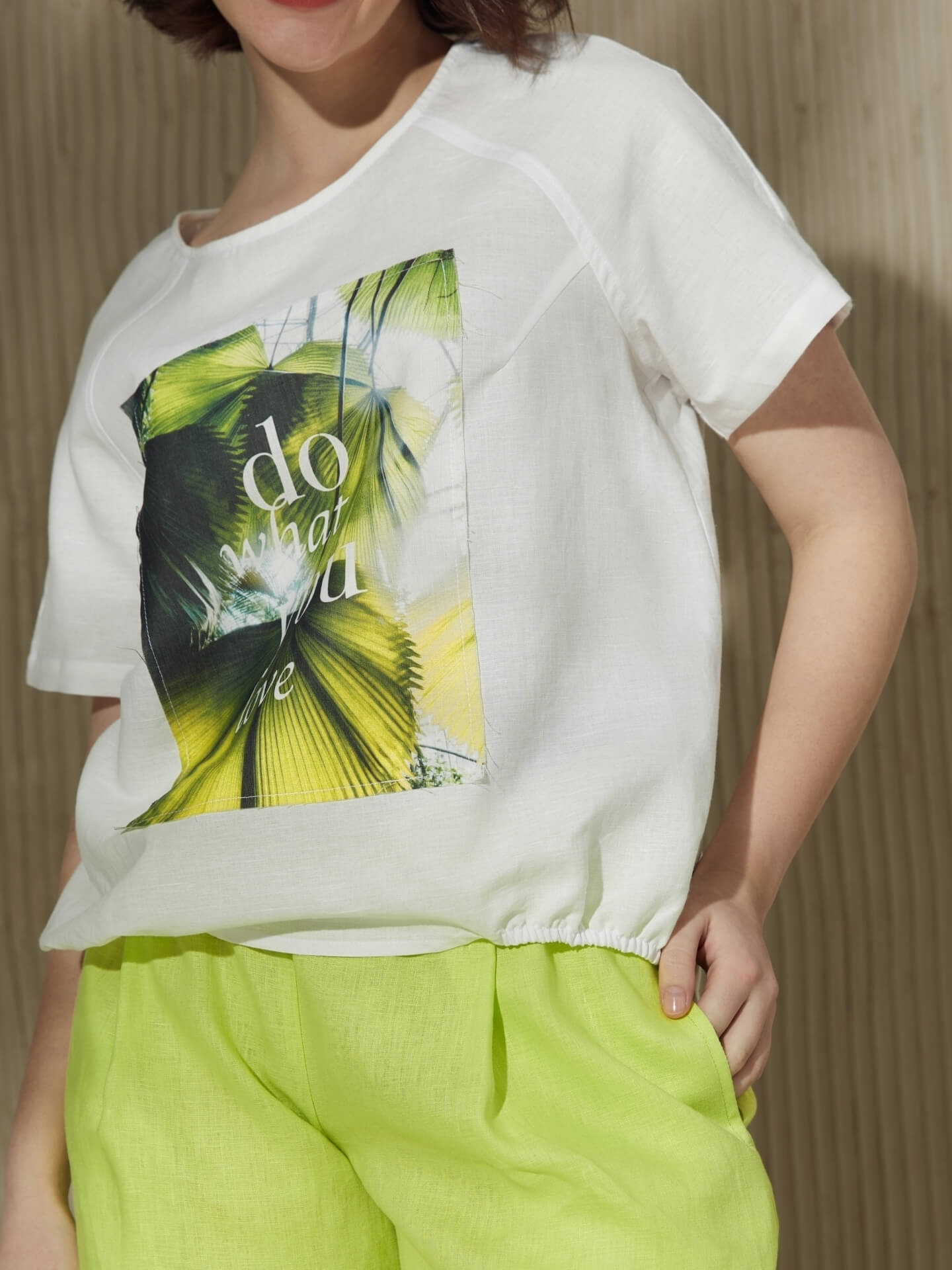 Блуза с принтом "Листья"